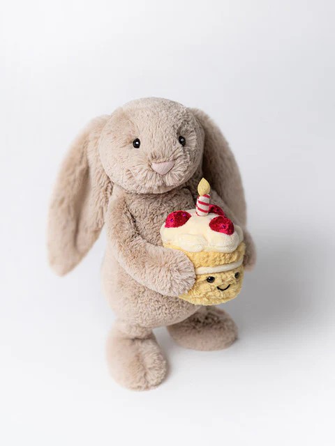 Jellycat - Króliczek Beżowy z Tortem Urodzinowym 31 cm