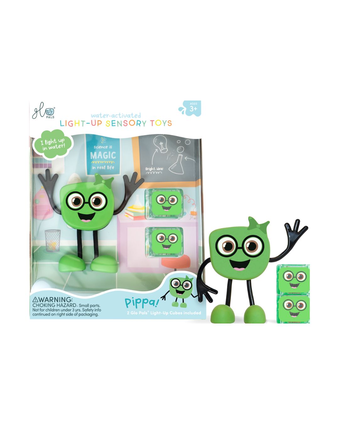 Glo Pals - zabawka do kąpieli Pippa z dwiema kostkami sensorycznymi świecącymi w wodzie