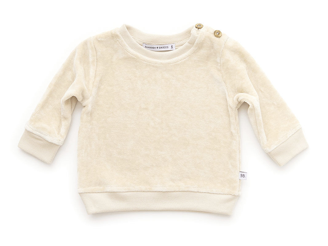 Bamboom - aksamitna bluzka z długim rękawem ecru