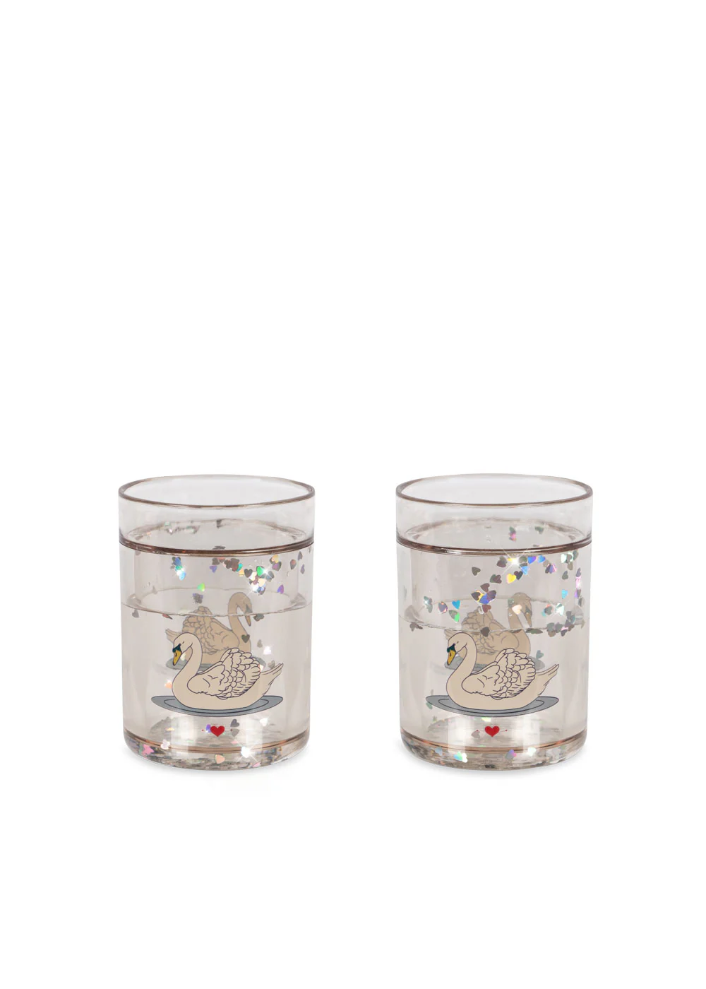 Konges Sløjd - kubek dla dziecka 2 sztuki Glitter Cups Swan Off White
