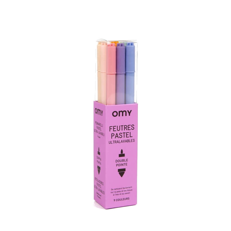 Omy - dwustronne pastelowe flamastry 9 sztuk