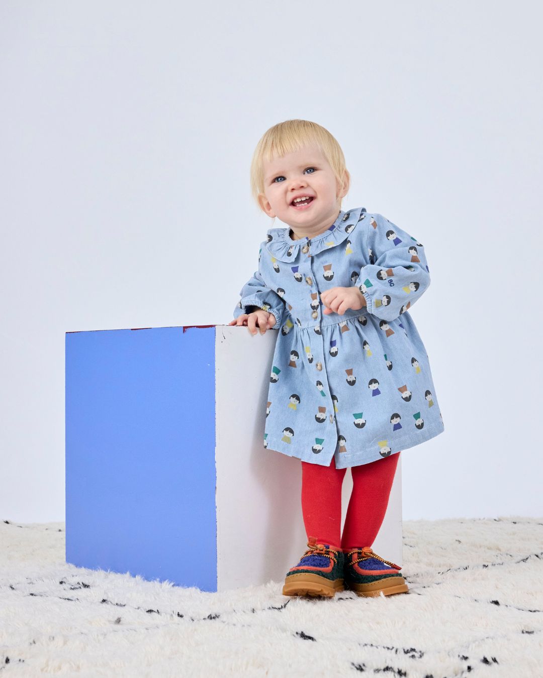 BOBO CHOSES - dziewczęca sukienka Game Pawns All Over Light Denim Dress