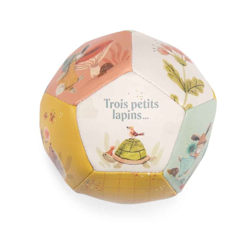 Moulin Roty - Miękka piłeczka Trois Petits Lapins śr. 10 cm