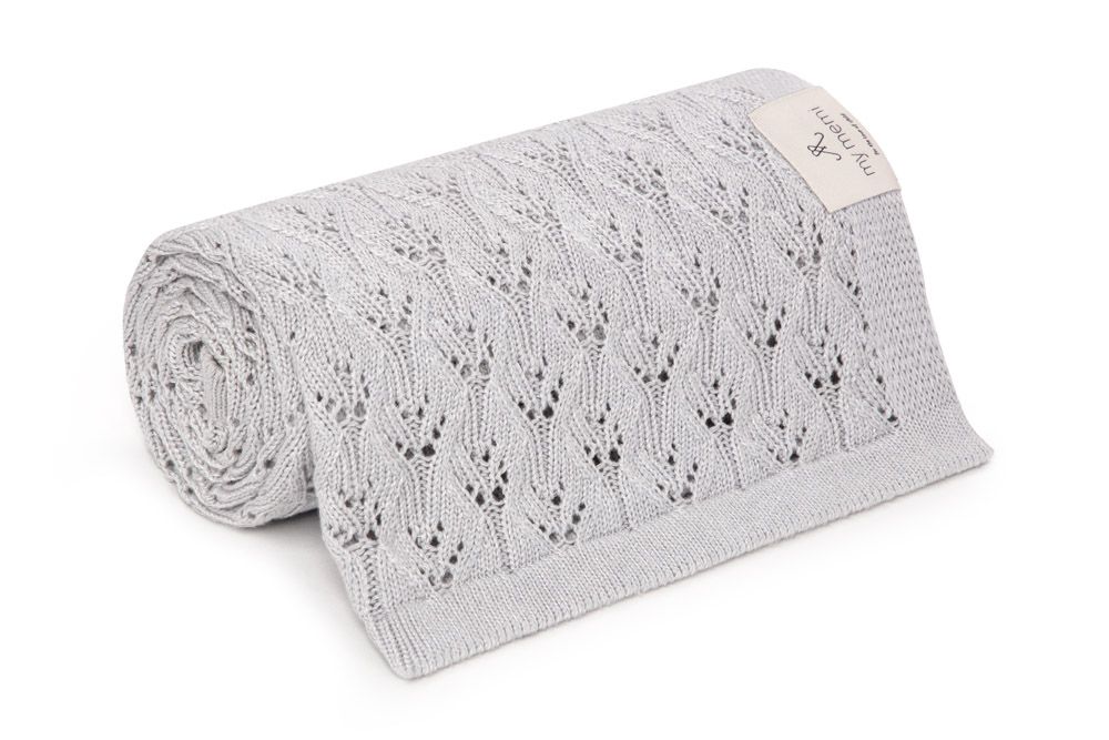 My Memi - ażurowy kocyk bambusowy 80x100 Light Grey