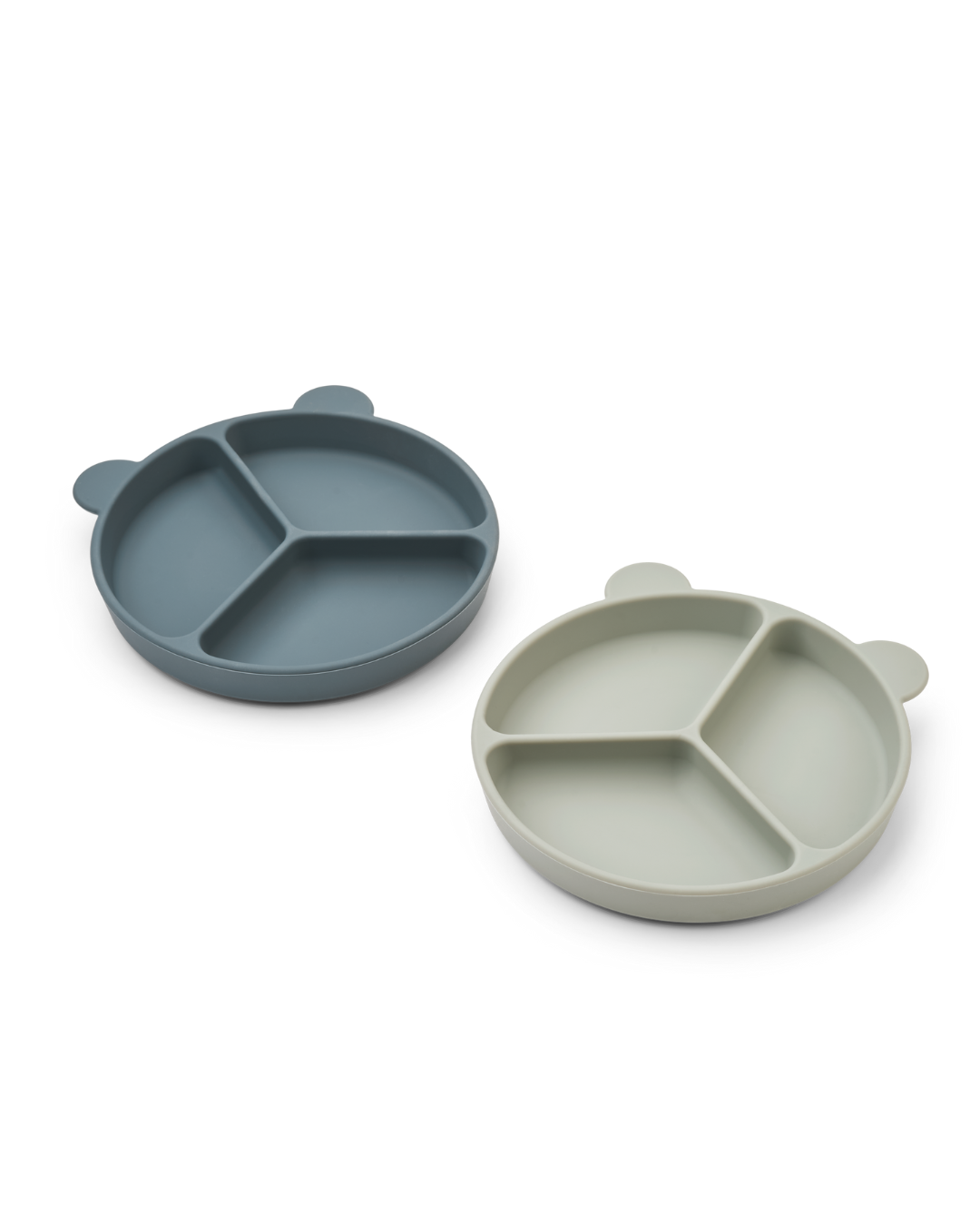 Liewood - talerzyki silikonowe z podziałkami Stacy Divider Suction Plate 2-Pack Whale Blue