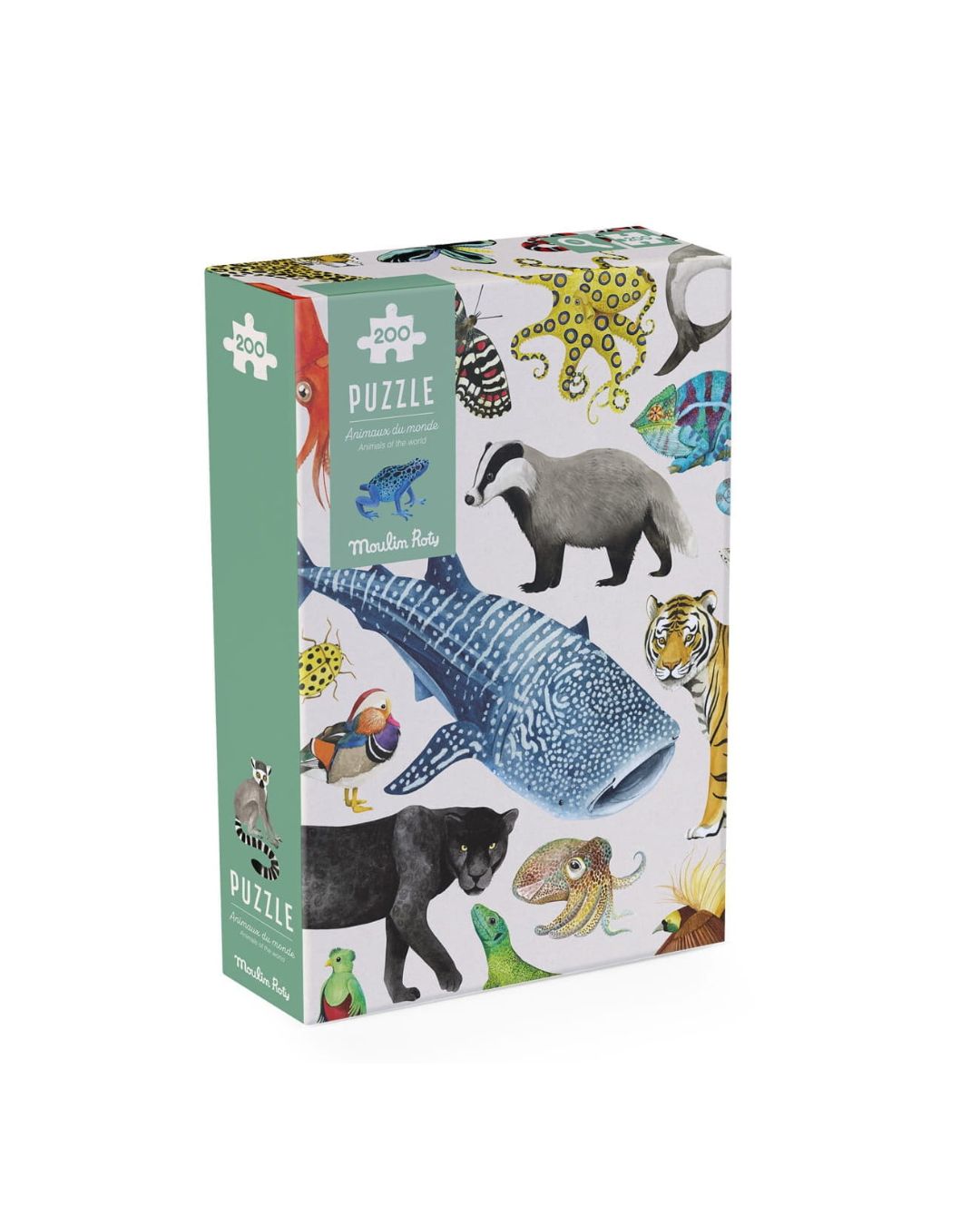 Moulin Roty - puzzle obserwacyjne 200 elementów Zwierzęta Świata