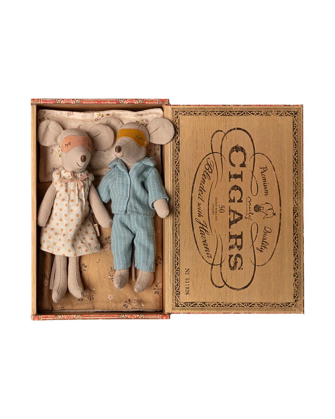 Maileg - myszka mama i tata w pudełku na cygara Maileg - myszka mama i tata w pudełku na cygara