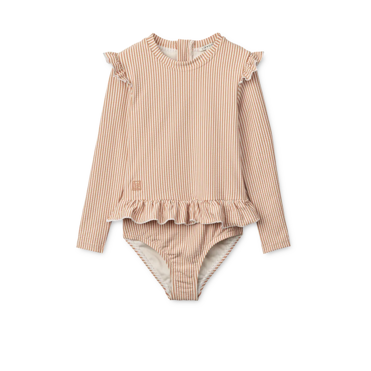 Liewood - kostium kąpielowy z długim rękawem UV Sille Baby Seersucker pale tuscany creme de la creme