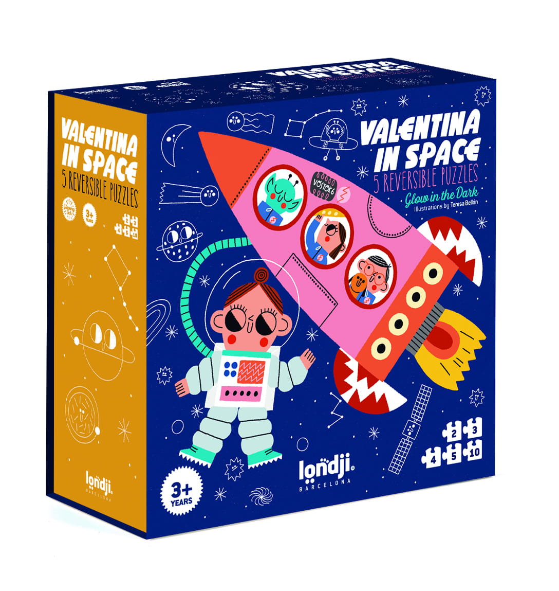 Londji - puzzle progresywne Valentina w kosmosie 2-10 elementów