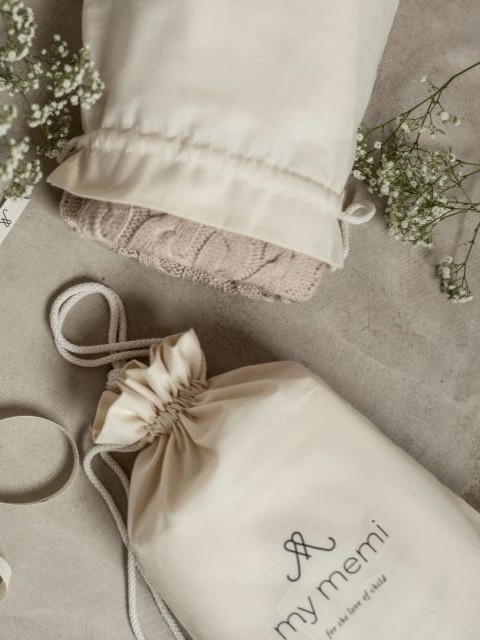 My Memi - kocyk ze 100% wełny merino w prążek premium collection Cream