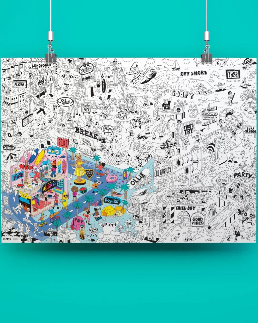 Omy - gigantyczna kolorowanka 100x70 Surf & Skate