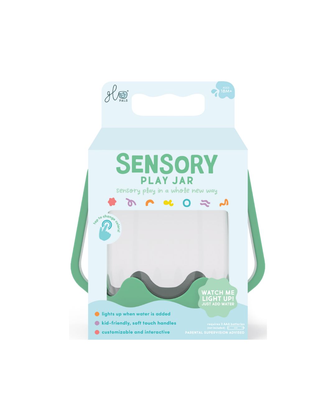 Glo Pals - słoik sensoryczny do napełnienia wodą zielony