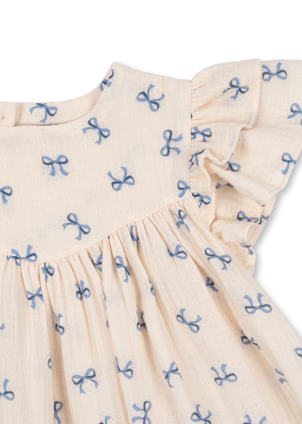 Konges Sløjd - muślinowa sukienka Coco Dress GOTS Bow Bleu