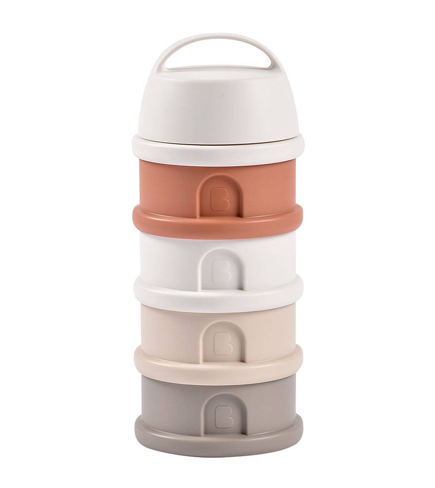 Beaba - pojemniki na mleko modyfikowane 4 komorowe Cotton White - Terracotta