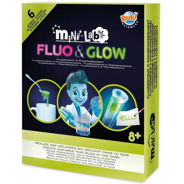 Buki - zestaw eksperymentów świecących w ciemności Mini lab FLUO&GLOW