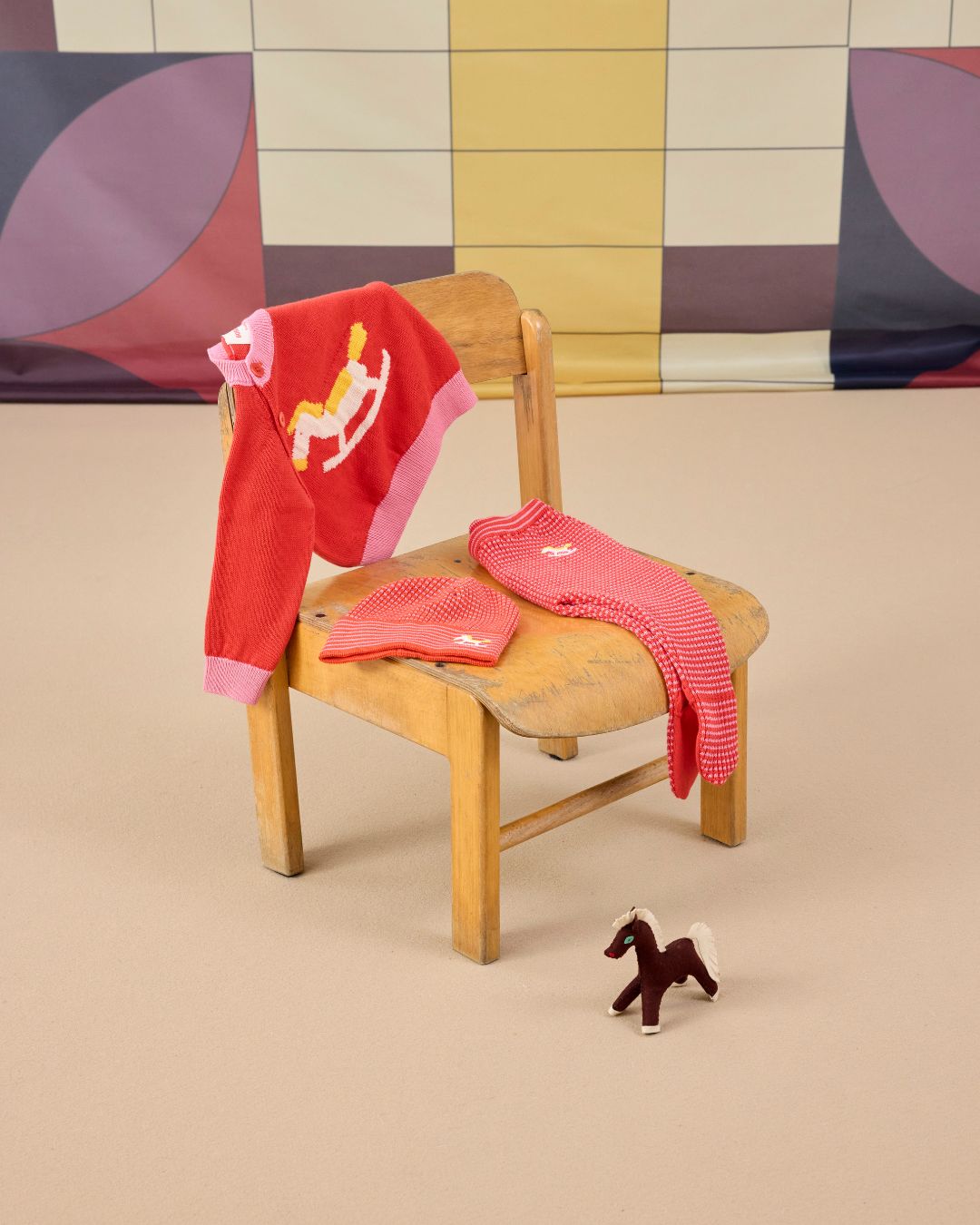 BOBO CHOSES - półśpiochy niemowlęce Knitted Footed Leggings Rocking Horse
