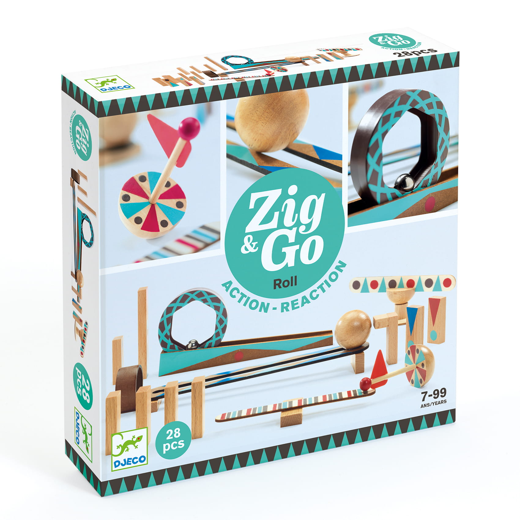 Djeco - zestaw drewniany dla dzieci Zig & Go - 28 elementów
