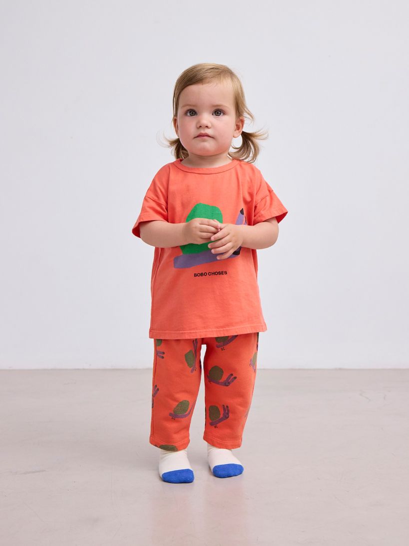 BOBO CHOSES - T-shirt dziecięcy Funny Snail krótki rękaw z nadrukiem ślimaka red czerwony