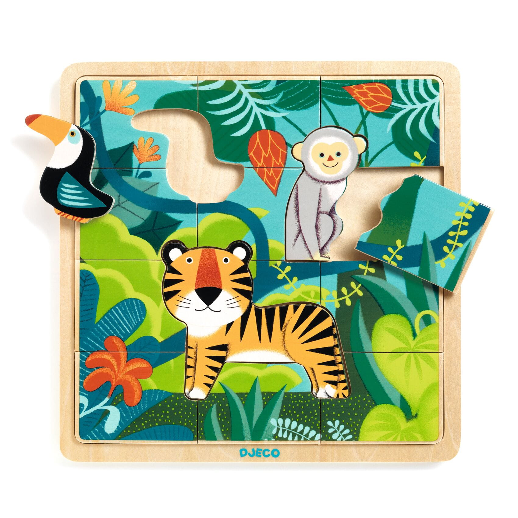 Djeco - edukacyjne puzzle drewniane Dżungla