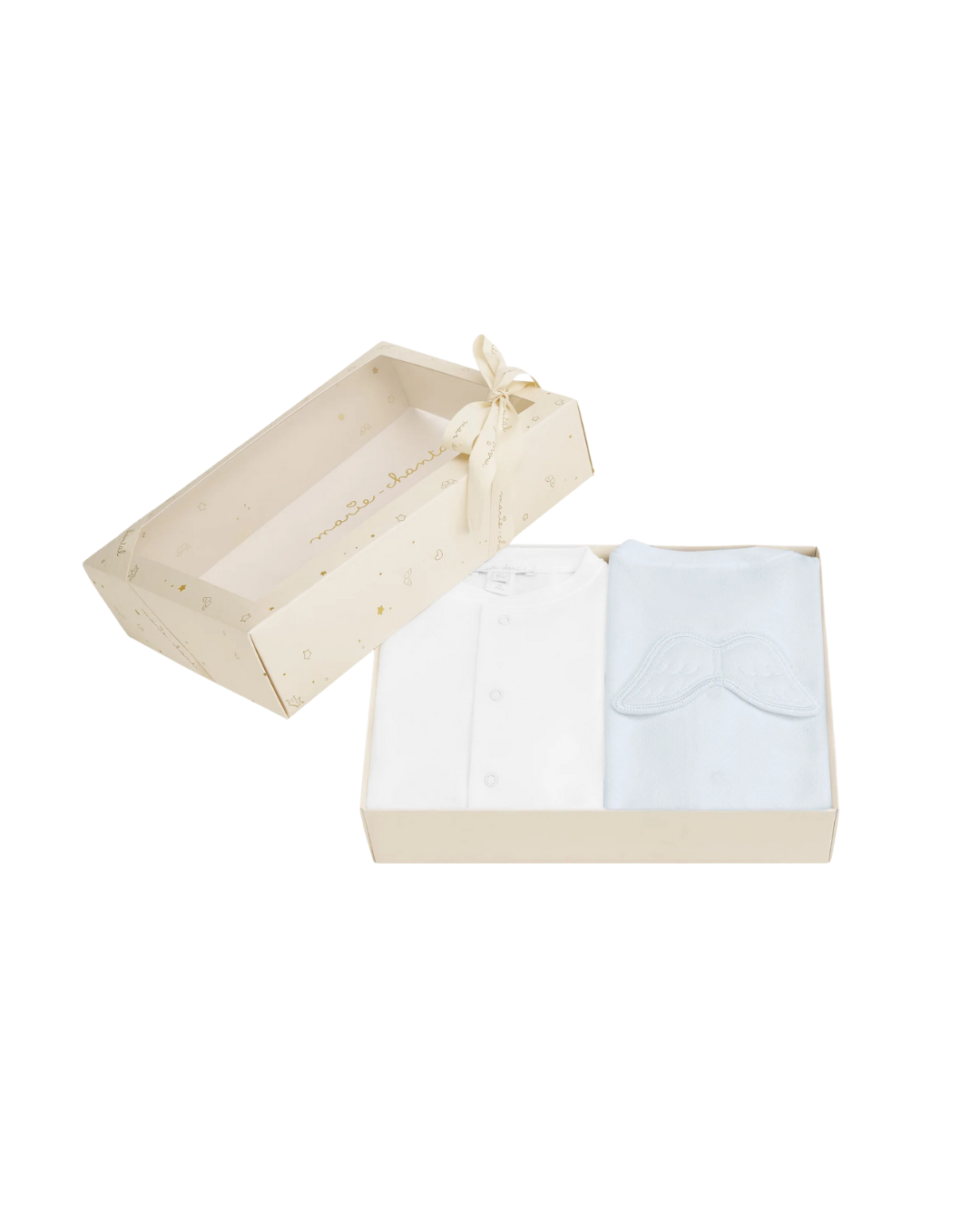 Zestaw 2 pajacyków niemowlęcych Marie-Chantal Pointelle Angel Wing Niebieski