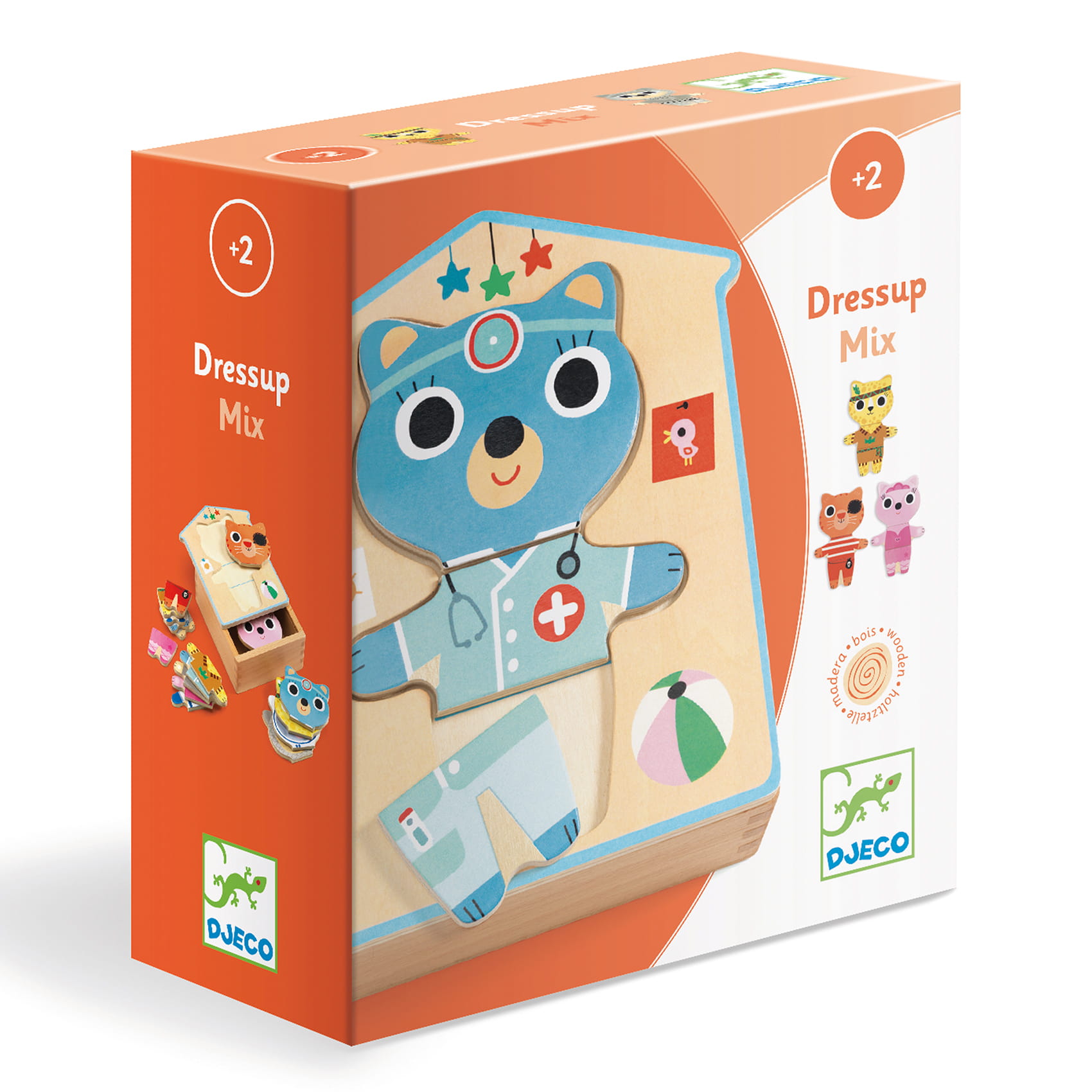 Djeco - drewniane puzzle przebieranki