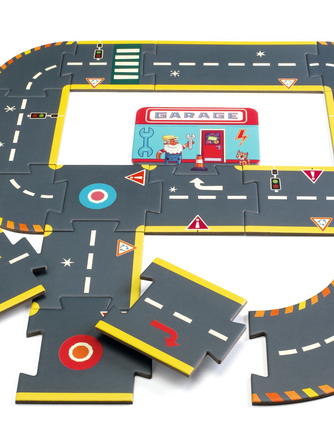 Djeco - puzzle kartonowe Ulice Crazy Motors