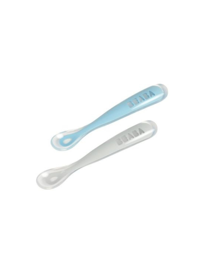 Beaba - zestaw 2 Łyżeczek silikonowych w podróżnym etui 4m+ (2 szt.) Windy Blue
