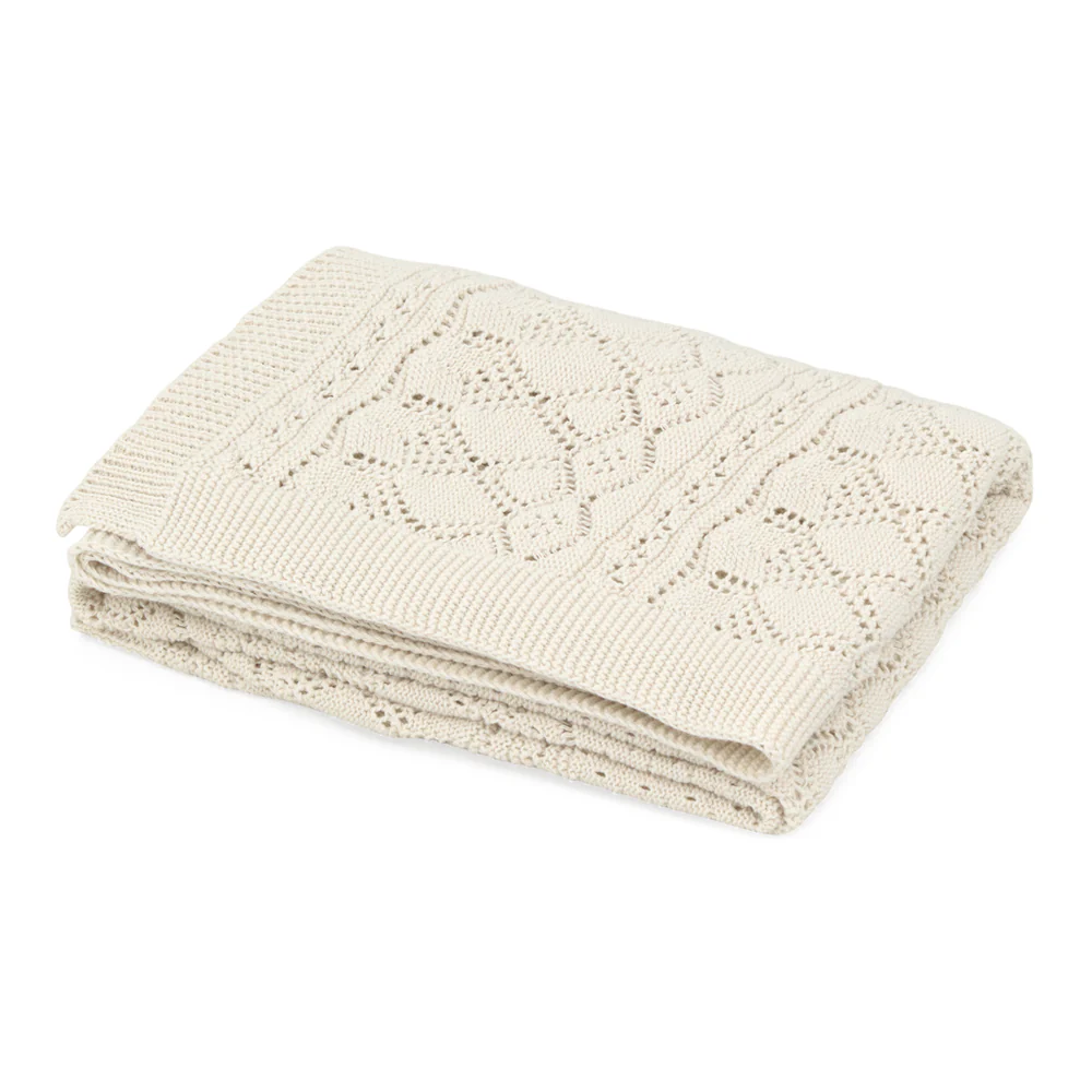 Cam Cam Copenhagen - ażurowy kocyk Pointelle GOTS Off-White