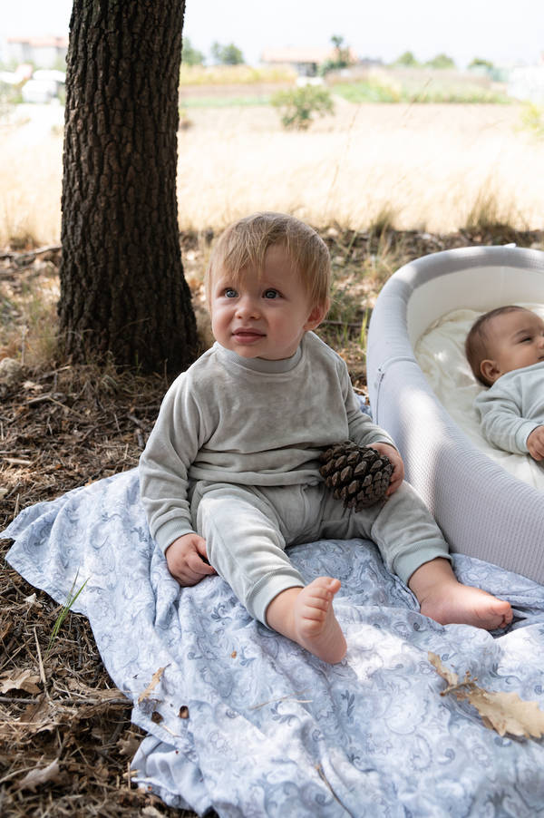 Bamboom - aksamitne spodenki ze ściągaczami jasnoszare