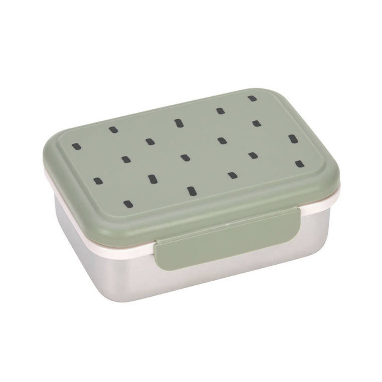 Lassig - lunchbox ze stali nierdzewnej Happy Prints oliwkowy