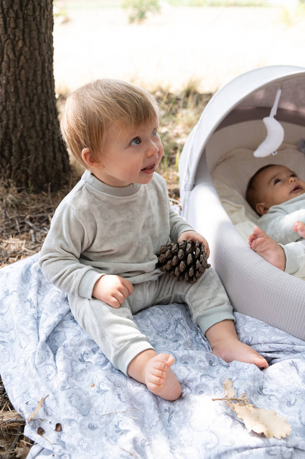 Bamboom - aksamitne spodenki ze ściągaczami jasnoszare