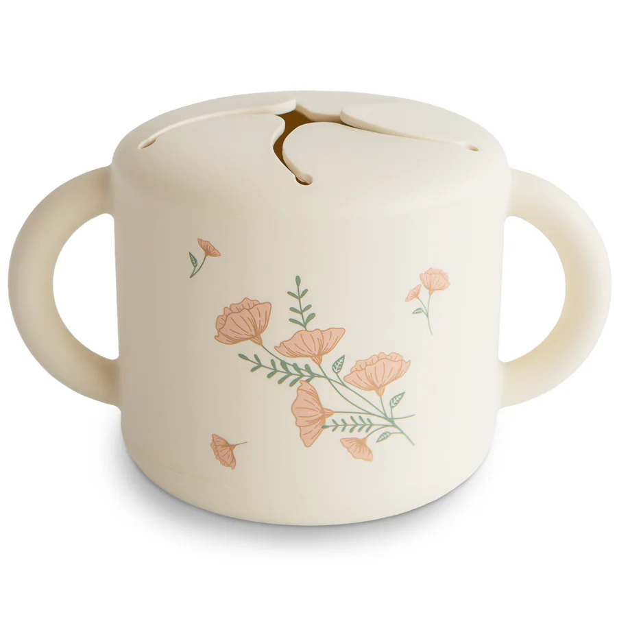 Mushie - kubek niewysypek na przekąski Pink Flowers