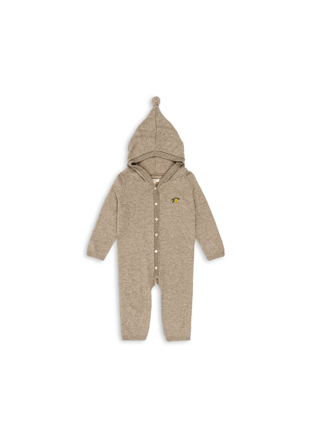 Konges Sløjd - kombinezon niemowlęcy z wełny merino Mattou Knit Onesie Light Brown