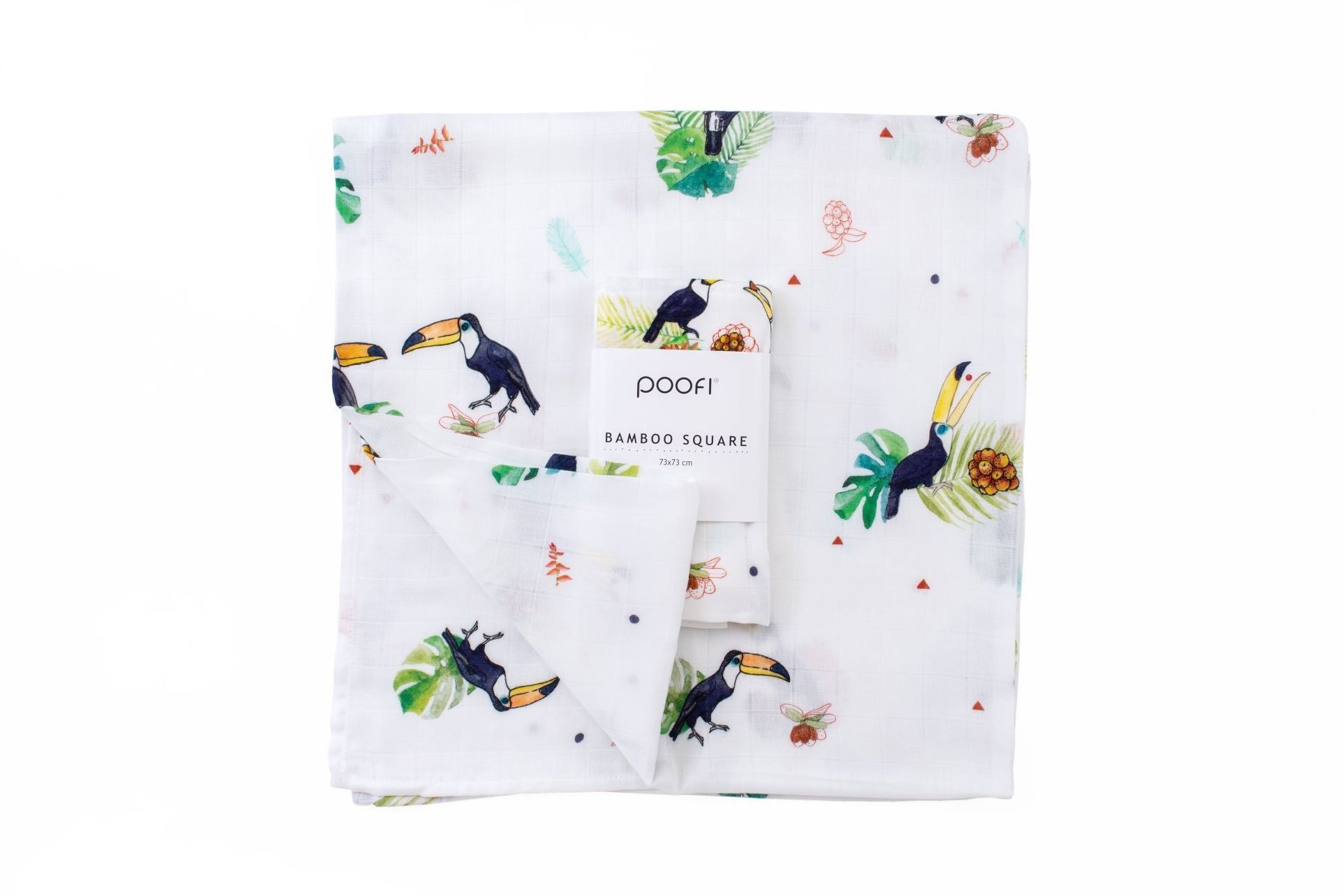 Poofi - pieluszka bambusowa Tropical 73x73 cm Tukany