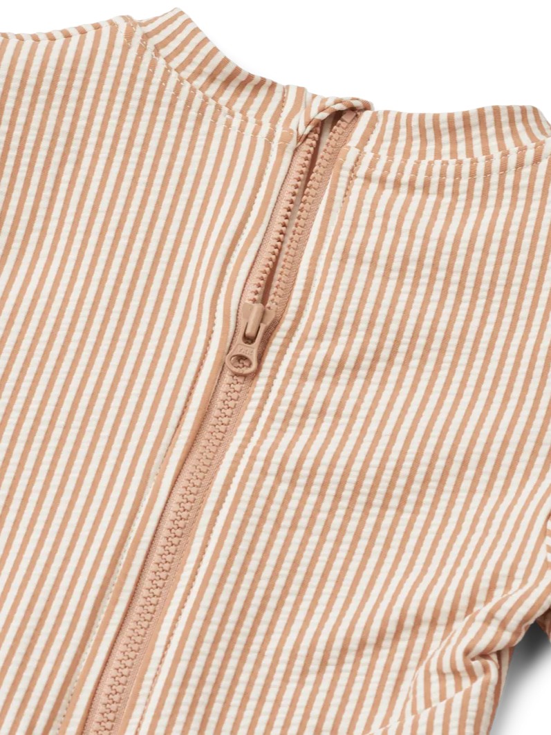 Liewood - kostium kąpielowy z długim rękawem UV Sille Seersucker stripe pale tuscany creme de la creme