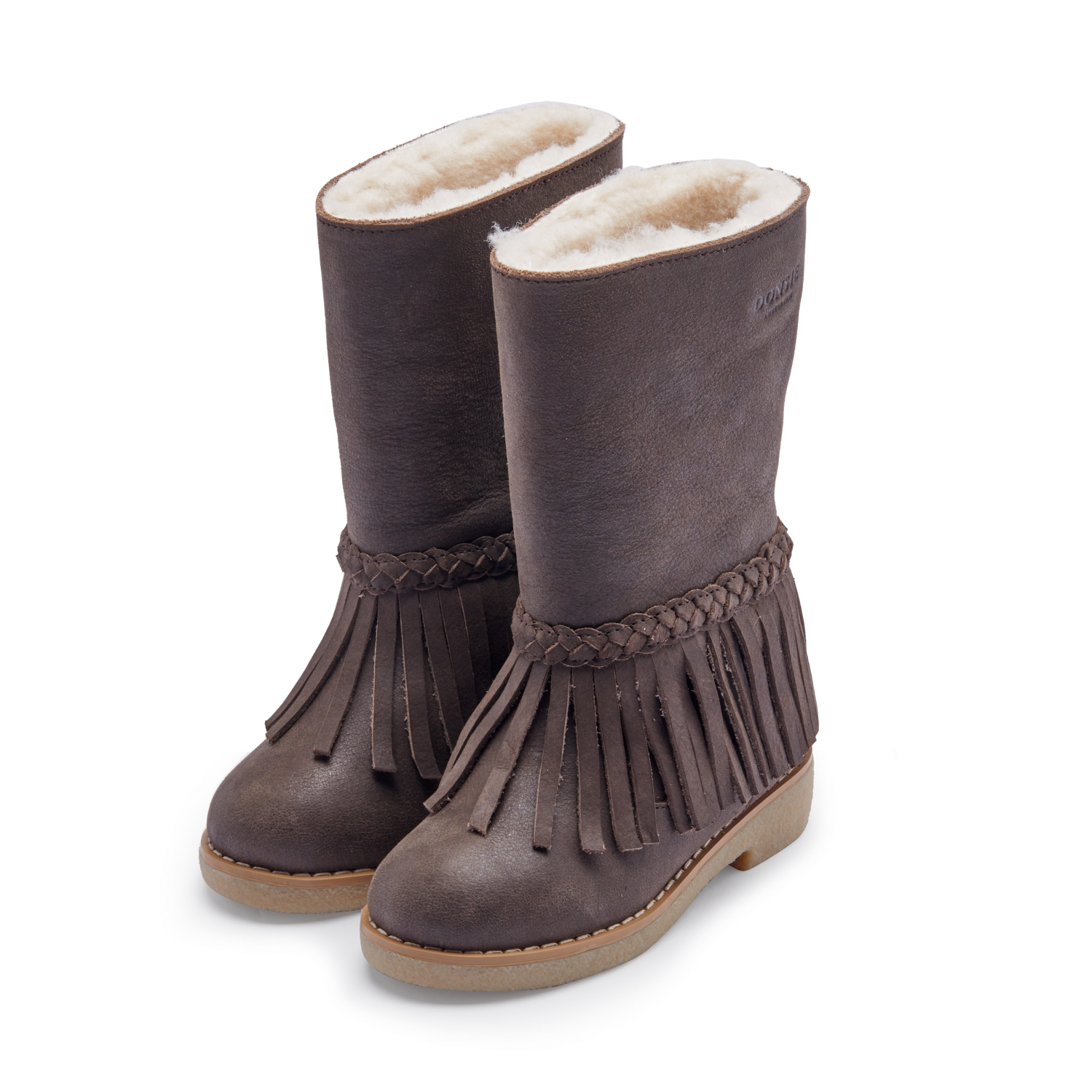 Donsje - buty dziecięce ocieplane Daffy Boots Dark Brown Leather