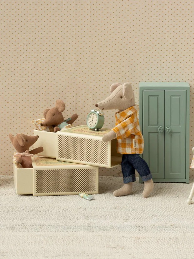 Maileg - myszka Sleepy Wakey Baby w pudełku zapałek Blue Maileg - myszka Sleepy Wakey Baby w pudełku zapałek Blue