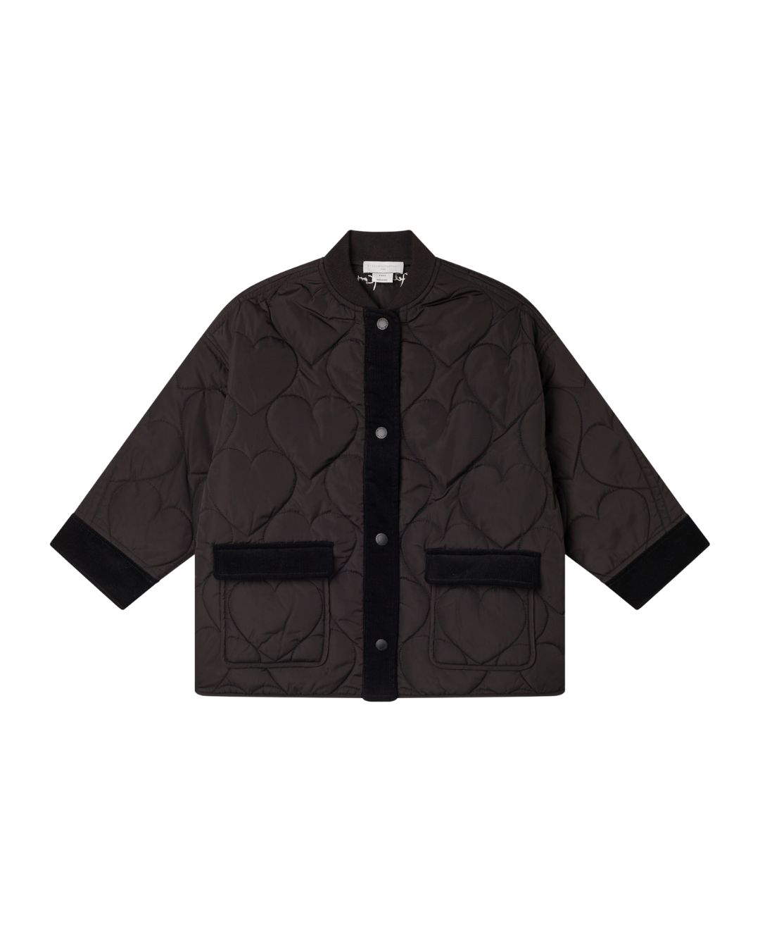 Stella McCartney - pikowana kurtka z sercami czarna