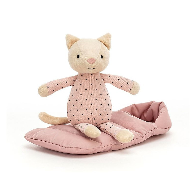 Jellycat - Kotek w Piżamce i Śpiworku Jasnoróżowym 23 cm