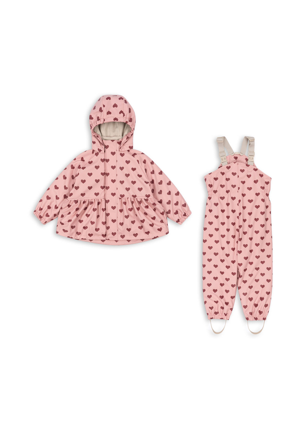 Konges Sløjd - zestaw przeciwdeszczowy Rainy Palme Set Girl Amour Pink