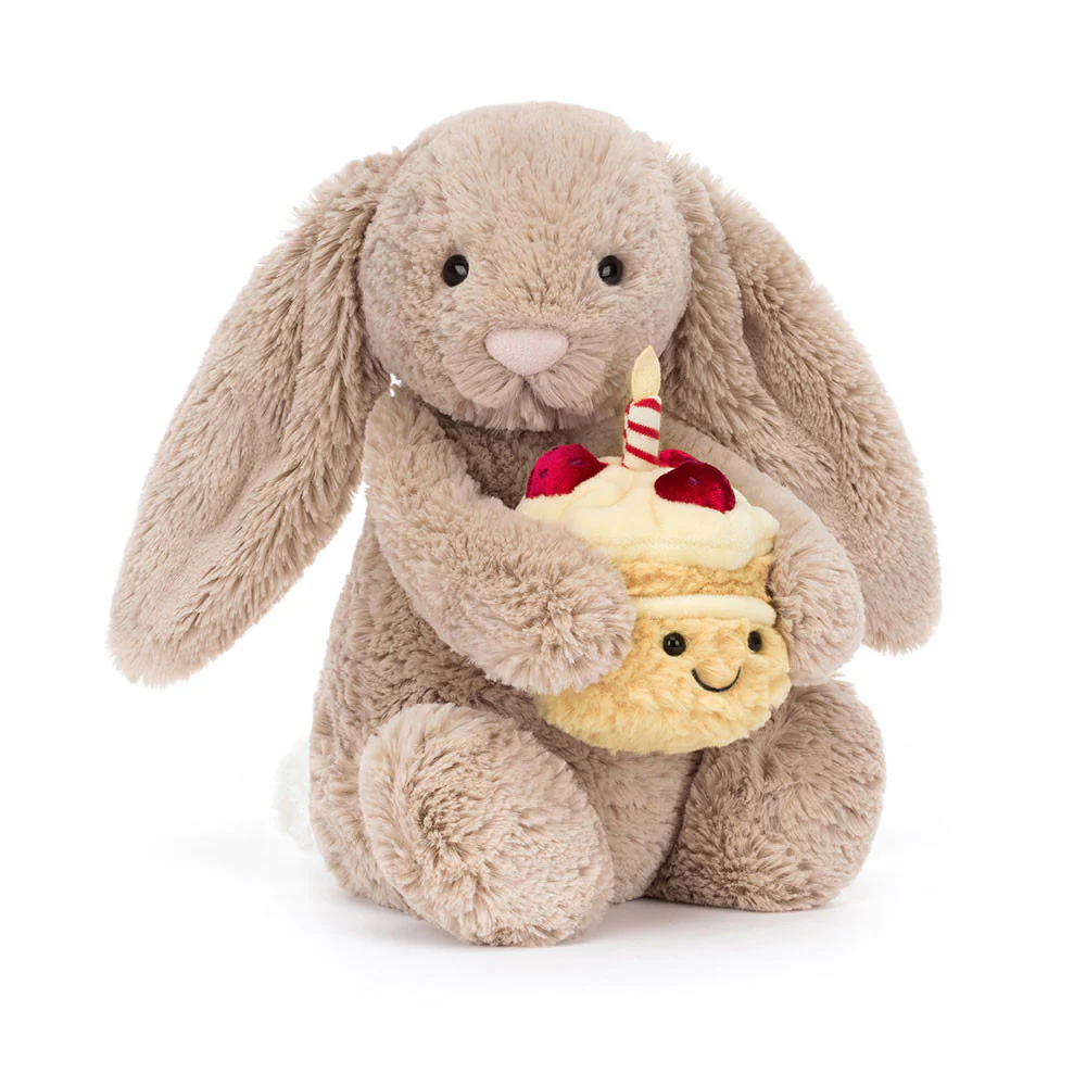 Jellycat - Króliczek Beżowy z Tortem Urodzinowym 31 cm