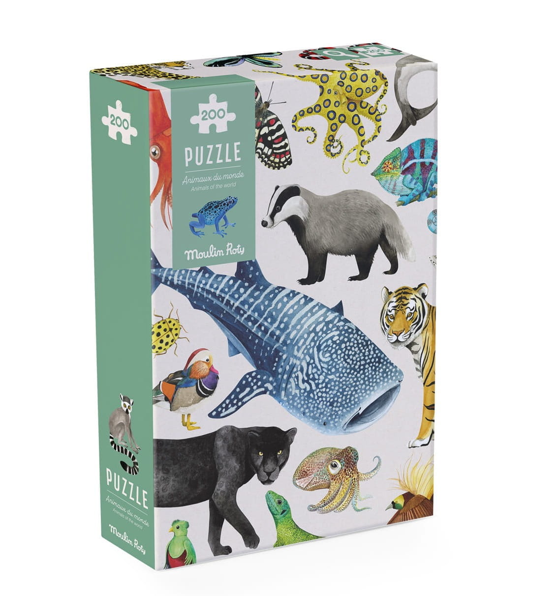 Moulin Roty - puzzle obserwacyjne 200 elementów Zwierzęta Świata