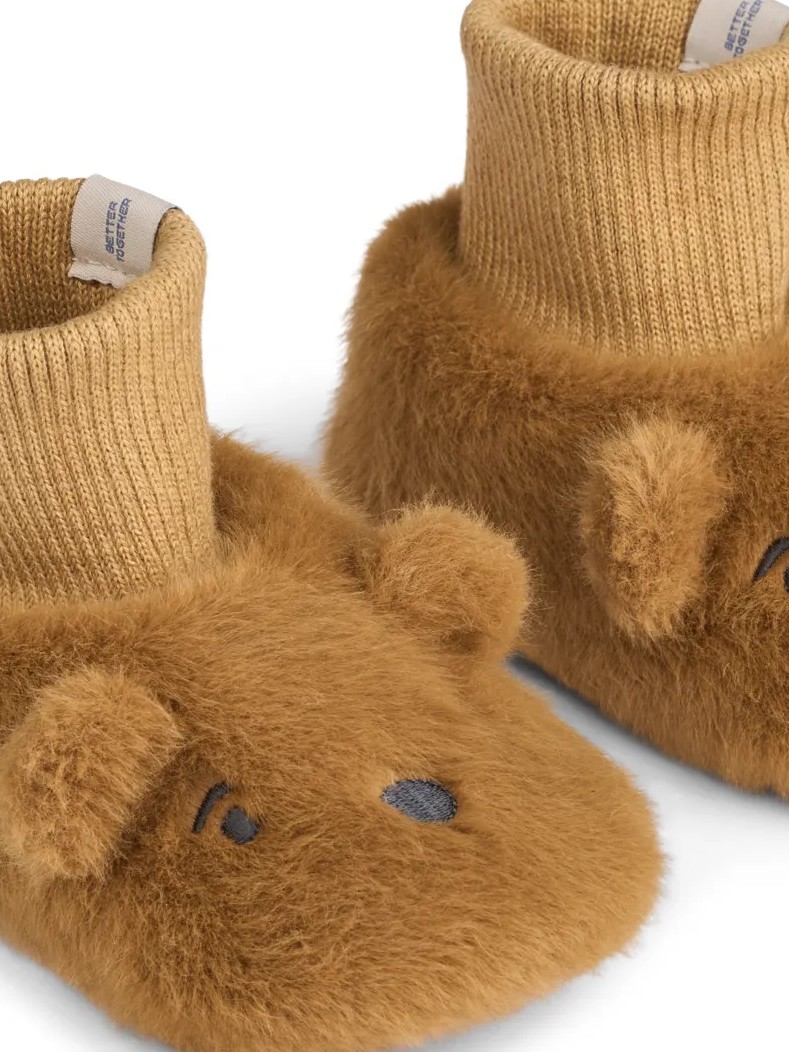 Liewood - kapcie niemowlęce misie Beth Bear Golden Caramel