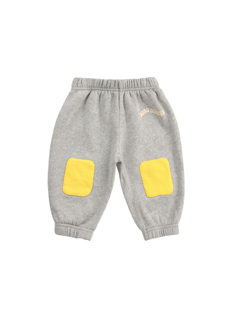 BOBO CHOSES - spodnie do joggingu z łatami na kolanach heather grey melanżowo-szare