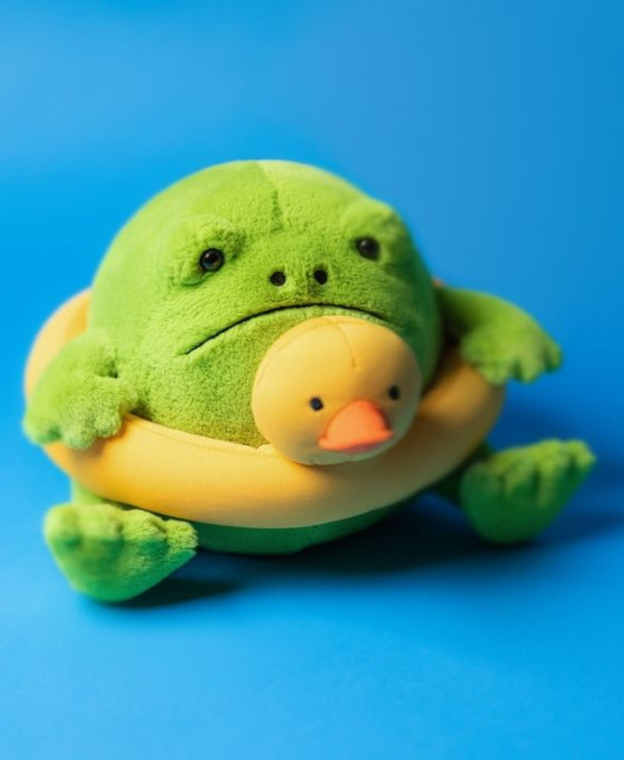 Jellycat - Deszczowa Żaba Ricky z Kaczuszką do Pływania 18 cm